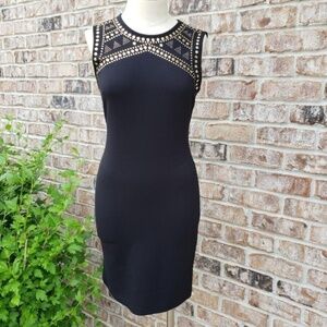 Carmen Marc Calvo Studded Sheath Dress Black XS